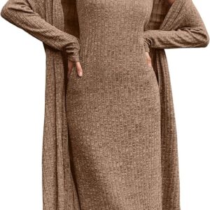 Ekouaer Womens Knit Robe Set 2 Piece Nightgown