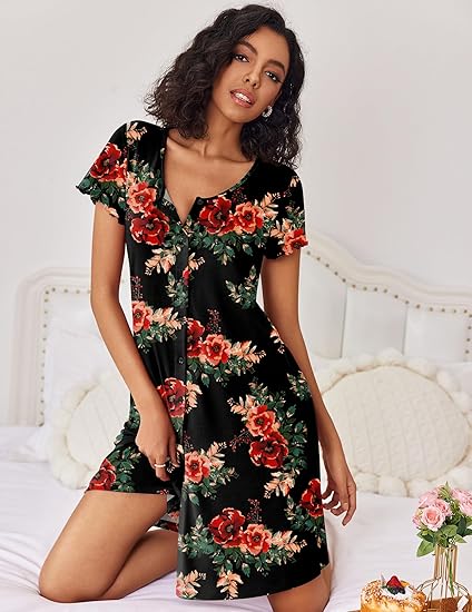 Ekouaer 3 Pack Women's Button Down Nightgowns Short - Image 2