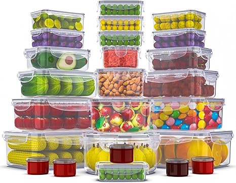 RockBerry 50 Pcs Large Food Storage Containers with Lids Airtight