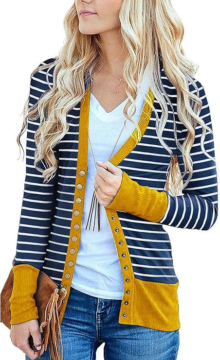 Women's Button Down Cardigan Long Sleeve Tops Shirts