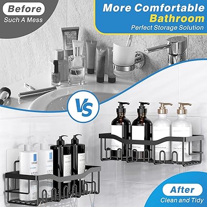 Adhesive Shower Caddy, 5 Pack Rustproof Stainless Steel Bath Organizers With Large Capacity - Image 3