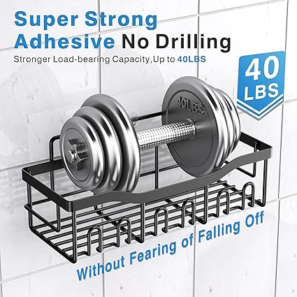 Adhesive Shower Caddy, 5 Pack Rustproof Stainless Steel Bath Organizers With Large Capacity - Image 4